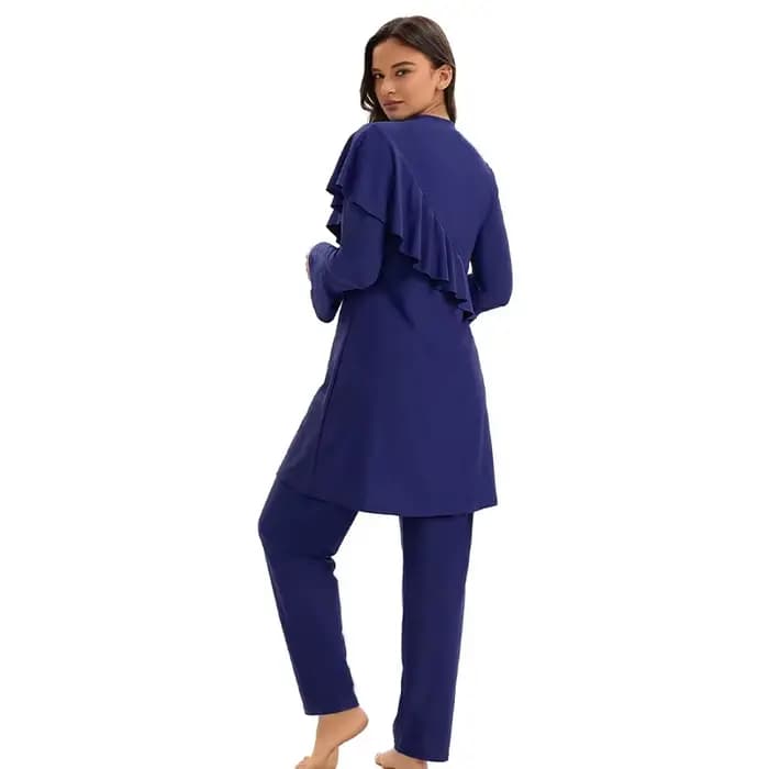 Maillots de bain modestes pour femmes musulmanes, à volants, couvrants, burkini islamique arabe, 3 pièces, vêtements de bain