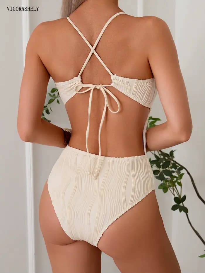 Vigoashely 2026 Maillot de bain une pièce sexy côtelé à découpes en U pour femme