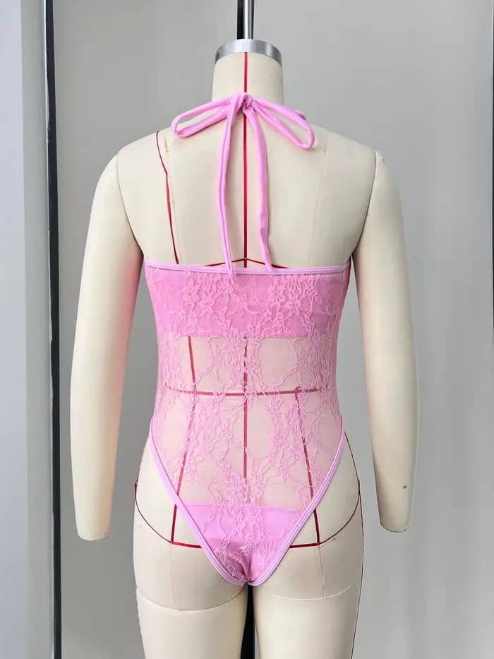 Sexy blanc rose corde attaché une pièce maillot de bain femmes avant arc Push Up maille jupe ensemble 2025 été maillot de bain vacances maillots de bain