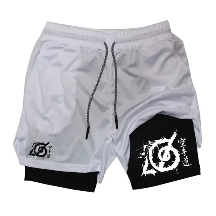 Short de sport 2-en-1 pour homme avec motif karaté