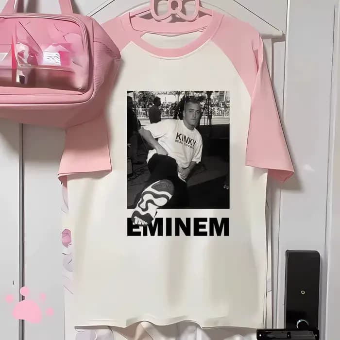 Eminem-T-shirt ras du cou pour femme, vêtement de styliste, anime, manga, années 2000