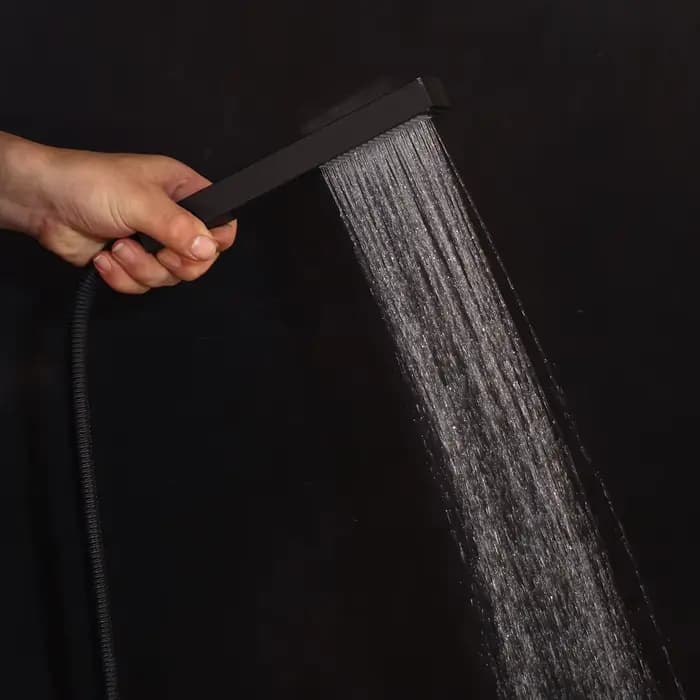 EllMAIDI-Système de douche à effet pluie avec bec de baignoire, ensemble de douche à 3 voies, pommeau de douche à effet pluie canonique, noir, HO2