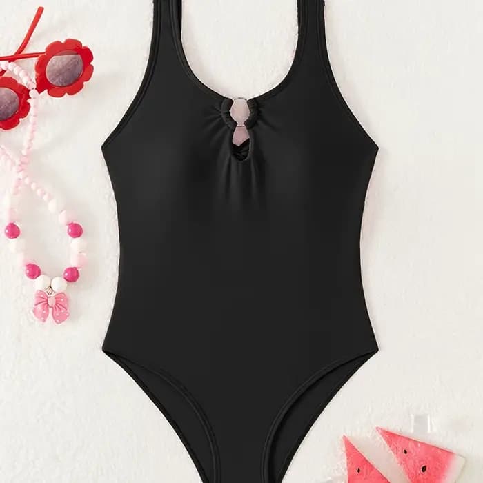 Maillot de bain une pièce rétro pour filles de 8 à 14 ans