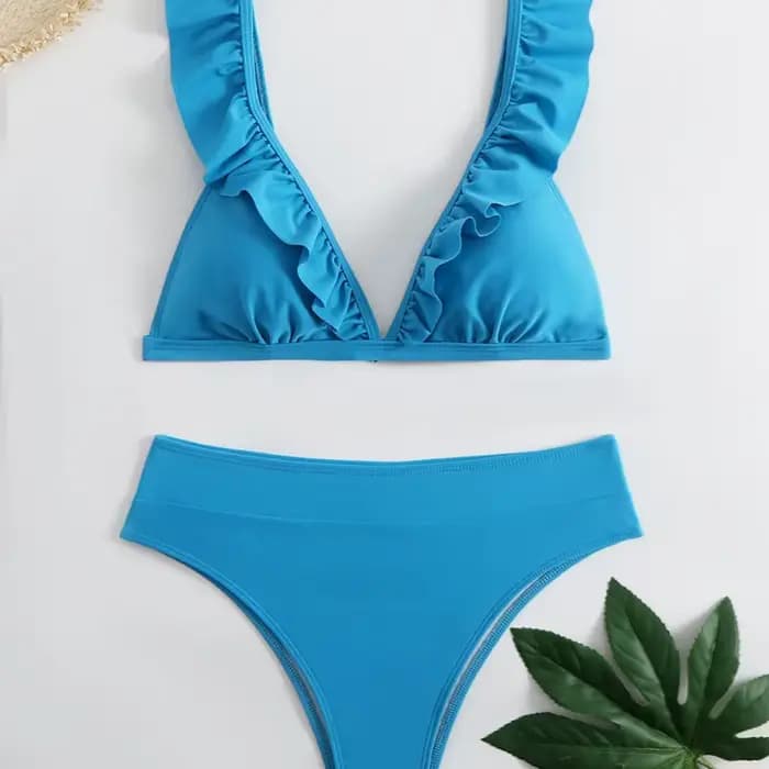 Maillot de bain deux pièces à volants pour femmes