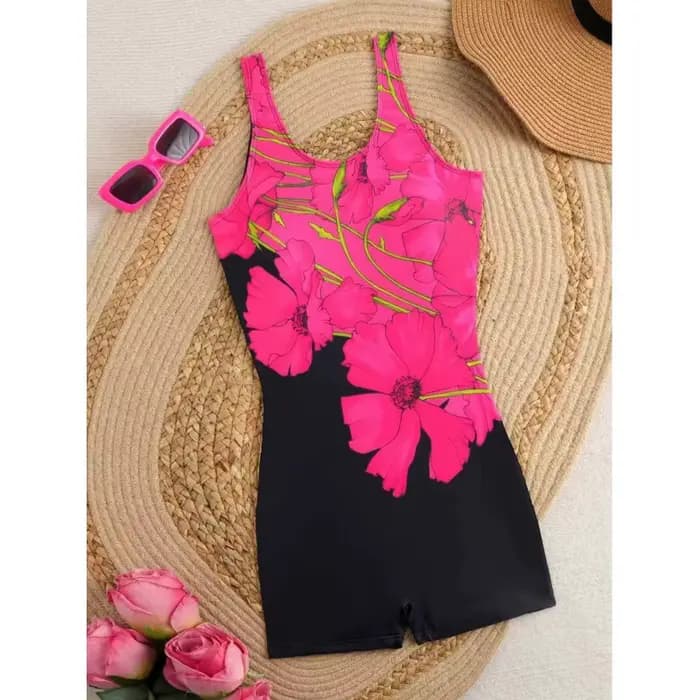 Maillot de bain une pièce sexy à imprimé floral, tenue d'été tendance pour femme, élastique, résistant à l'usure, haute élasticité, fibre de polyester