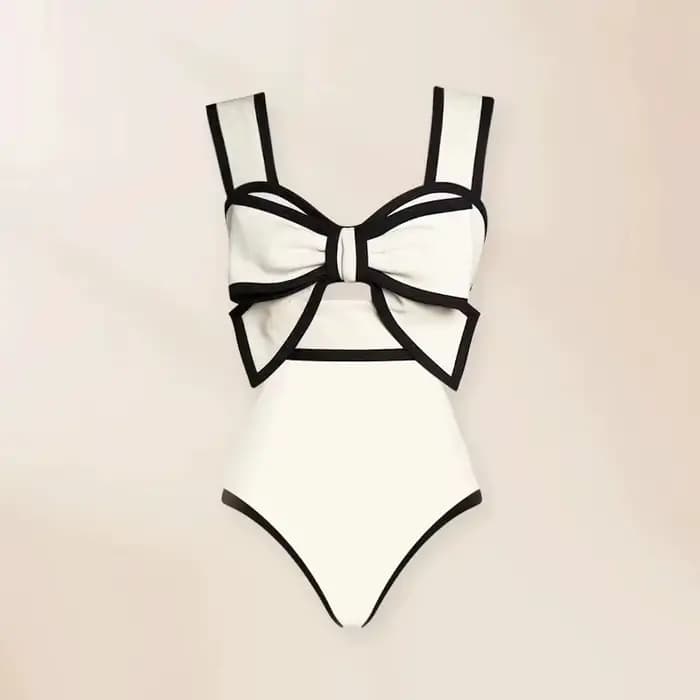 Maillot de bain une pièce rétro noir et blanc