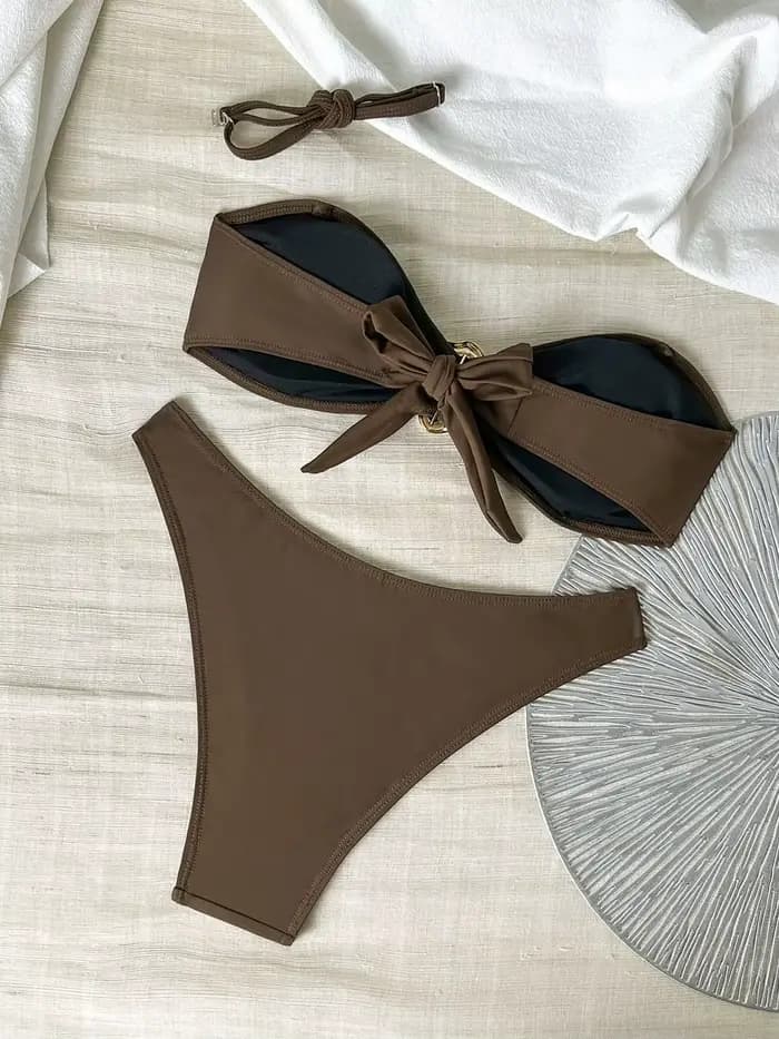 2026 Maillots de bain bandeau pour femme, rembourrés, rayés ou unis, sexy, tenues de plage
