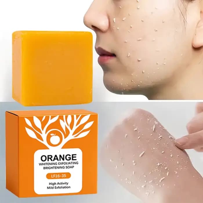 Barre de savon éclaircissante exfoliante douce enzymes d'orange, 100g, nettoyage doux du visage et du corps, hydratant, peau lisse et tendre