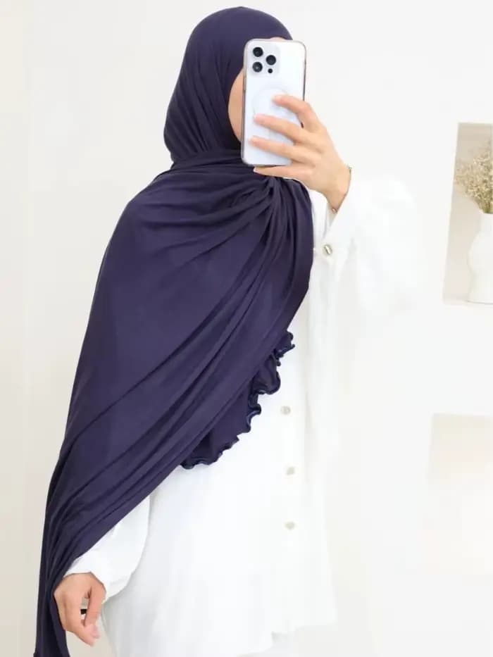 Hijab de luxe en Jersey à bord ondulé pour femmes, couleur unie, foulard en soie de lait, châle d'automne, écharpe en mousseline de soie extensible, Ramanda