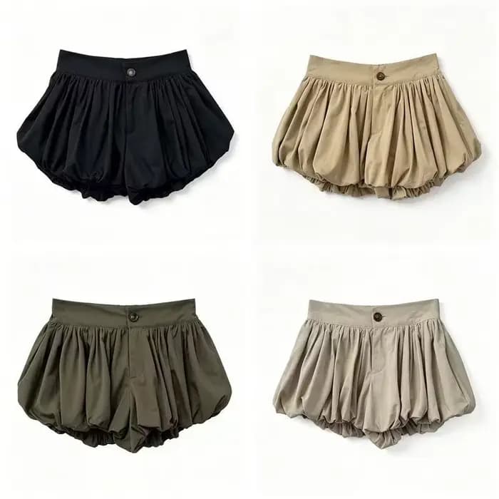 Shorts pour femmes Y2k Vintage Années 2000, Mini-short jupe noir classique à jambe large, style bouffant, Shorts d'été pour femmes