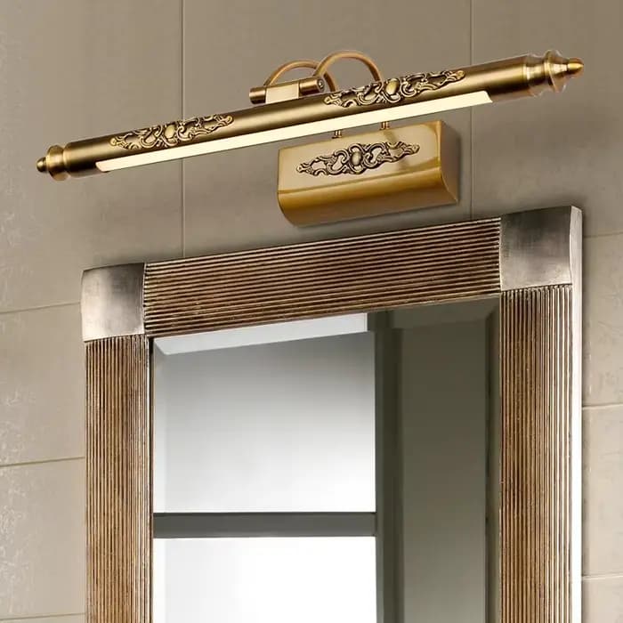 Lampe de salle de bain européenne en bronze antique, murale, 8W, 50cm, IP44, étanche, en fer, lumière LED pour miroir, pour le maquillage et l'éclairage de la coiffeuse