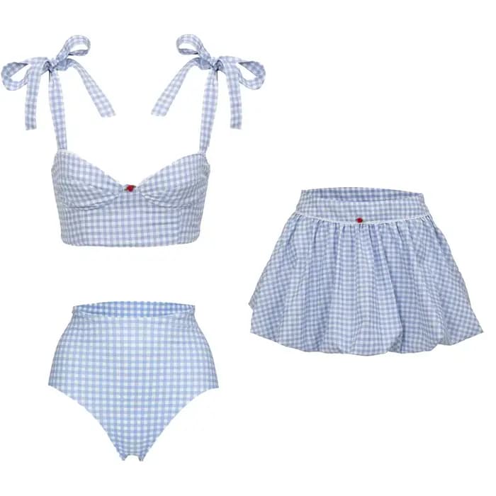 Maillot de bain sexy taille haute avec jupe, bikini, maillot de bain séparé pour femme, maillot de bain à bretelles latérales, tenue de bain