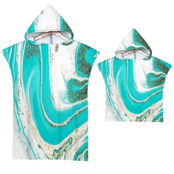 Serviette de plage en marbre de luxe pour adultes et enfants, combinaison à capuche Everak, poncho en microcarence, peignoir à séchage rapide, dorure, natation et surf, adulte et enfant