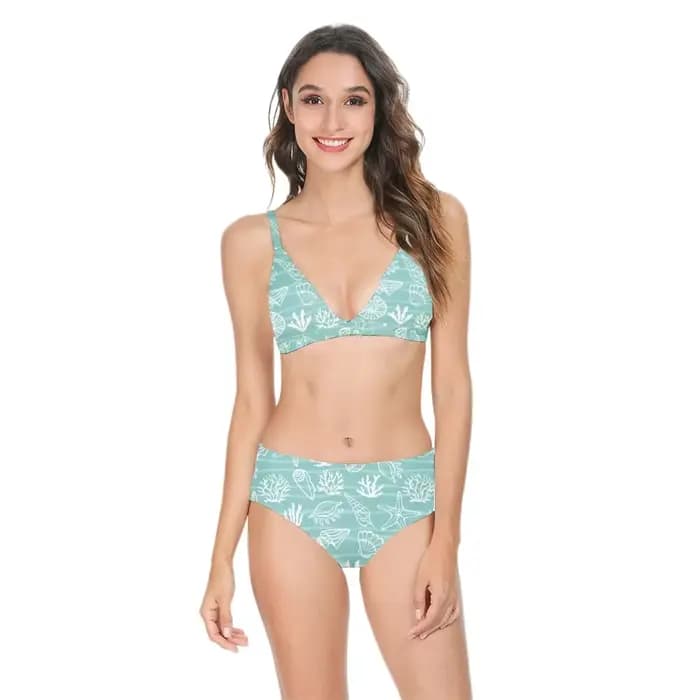Femmes Bikini maillot de bain taille haute coquille imprimé décontracté multicolore à la mode Sexy dos nu maillots
