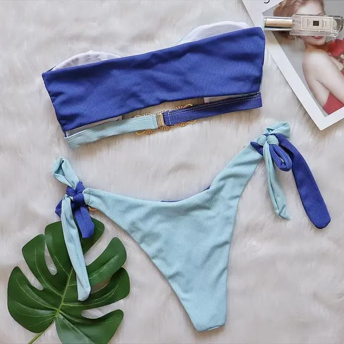 Luxuryt BanRibBikini-Maillot de bain en biscuits découpé pour femme