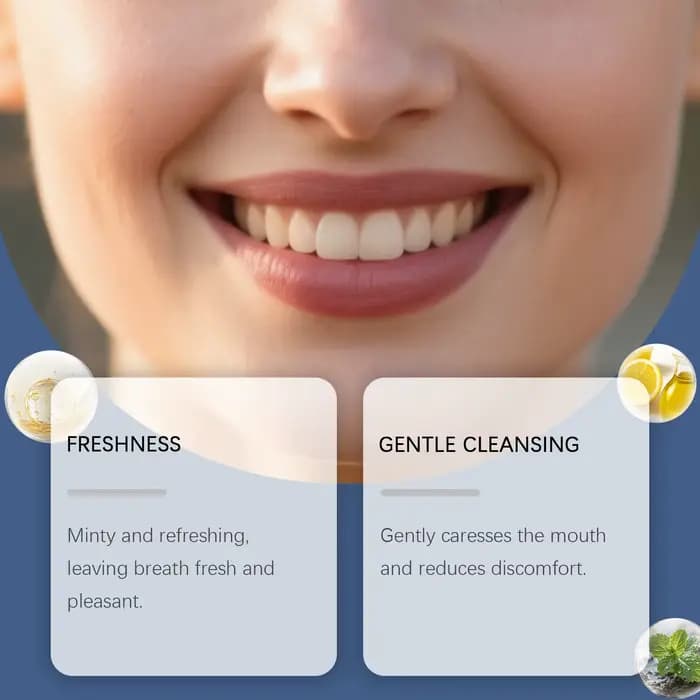 Bain de bouche à l'huile de coco et à la menthe poivrée pour un nettoyage en profondeur des dents et des gencives, haleine fraîche avec gratte-langue