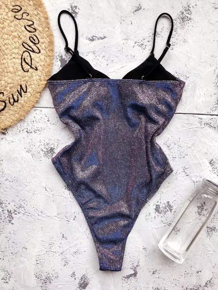 Nouveau Sexy paillettes une pièce maillot de bain pour les femmes Bling-bling découpé maillot de bain Monokini string maillot de bain été maillot de bain baigneur