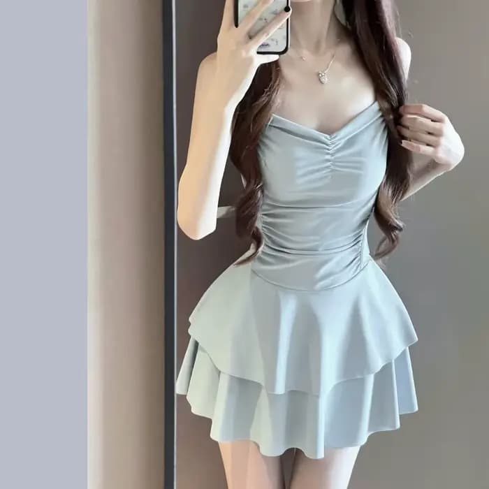 Maillot de bain sexy dos nu pour femme, style jupe, une pièce, effet amincissant, pour les étudiantes souhaitant profiter des sources chaudes