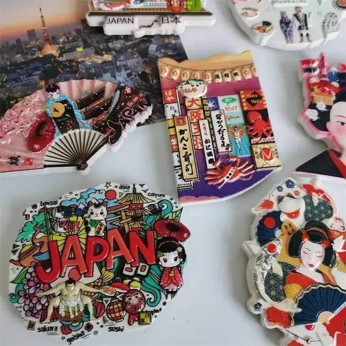 Aimants de réfrigérateur japonais Souvenir de voyage japonais Koi japon Musume Osaka décoration de la maison résine réfrigérateur aimants Collection cadeaux