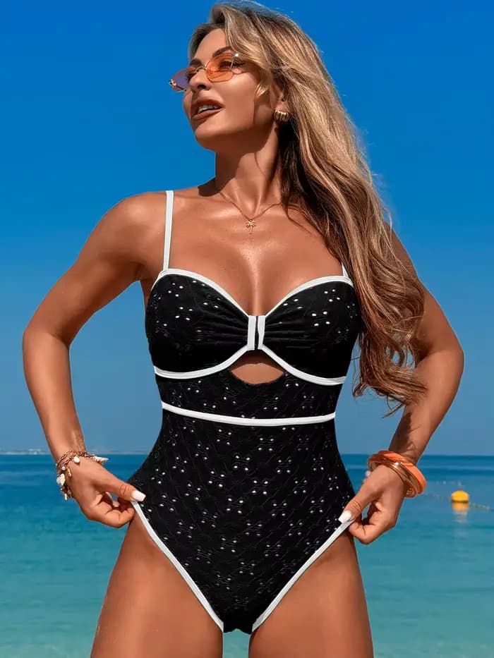 2025 nouveau Sexy dentelle évider une pièce maillot de bain pour femmes Push Up maillots