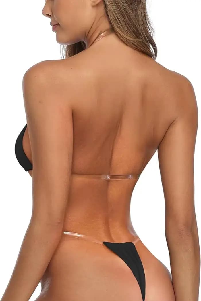 String Bikini bretelles claires effronté brésilien Micro Bikinis maillot de bain pour femmes Sexy col suspendu Triangle