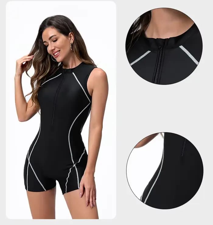 Femme maillot de bain sans manches séchage rapide surf costume une pièce