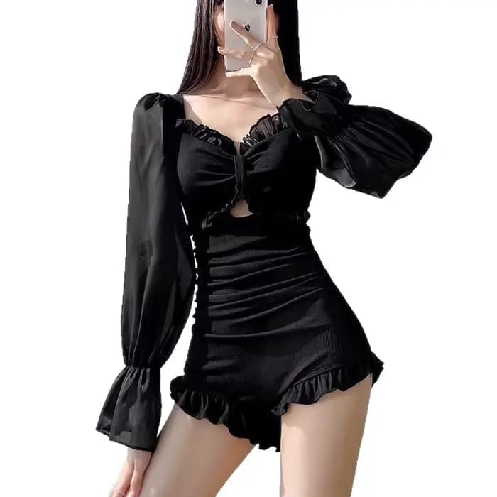 Nouveau maillot de bain à manches longues pour femmes minceur et trempage conservateur dans les sources chaudes une