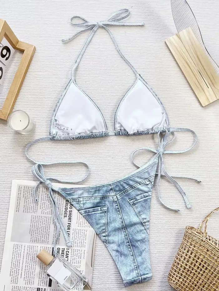 Sexy Denim imprimé Bikinis femme été 2026 Push Up Bikini ensemble maillot de bain deux pièces string maillots de bain maillot de bain maillots de bain