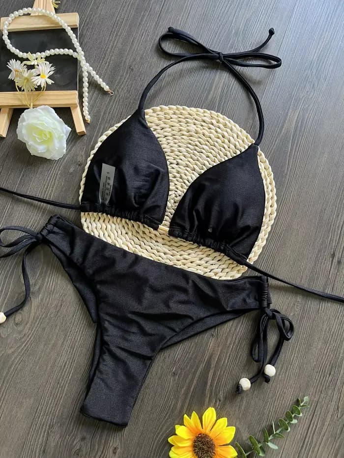 Sexy jaune Bikini ensemble 2025 femmes licou plissé Push Up soutien-gorge taille haute maillot de bain brésilien plage