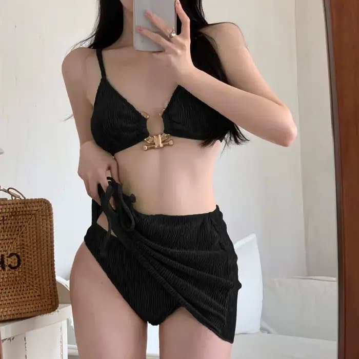 Bikini trois pièces ensemble maillot de bain fendu vacances plage chaud élégant à la mode haut de gamme vêtements pour