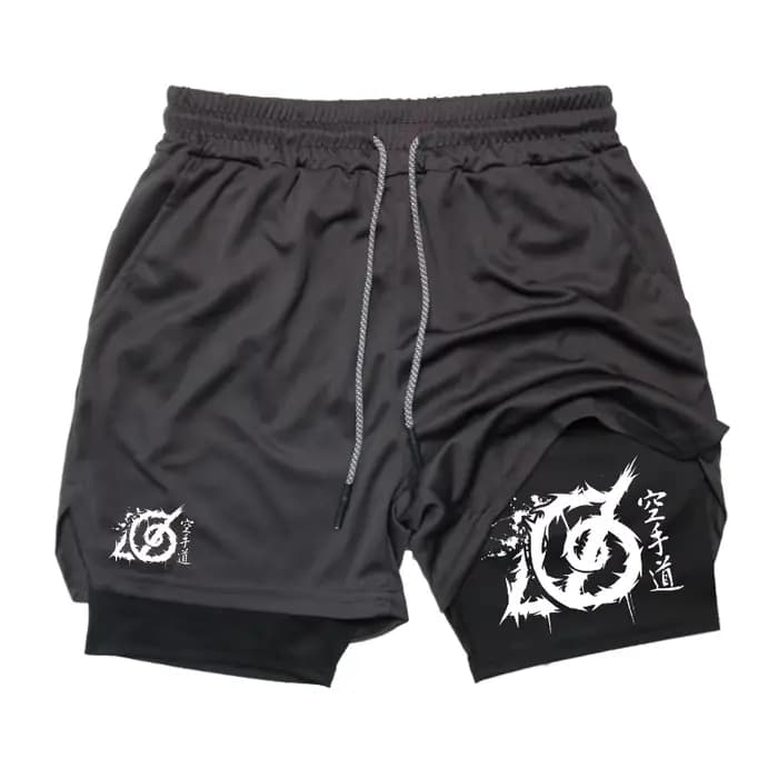 Short de sport 2-en-1 pour homme avec motif karaté