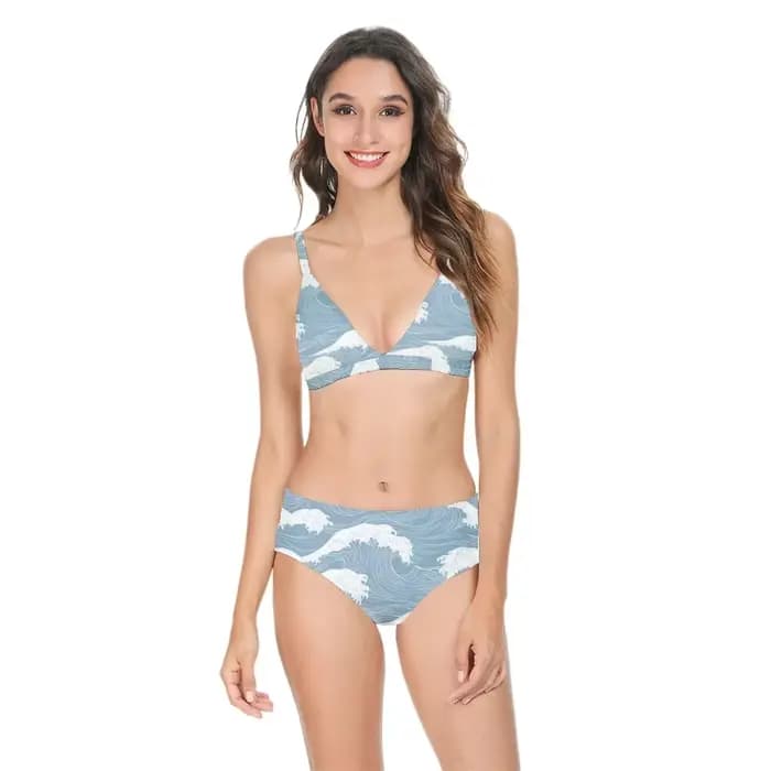 Sexy Bikini maillot de bain taille haute océan vague imprimé décontracté multicolore femmes à la mode dos nu maillots de bain maillots de bain essentiels