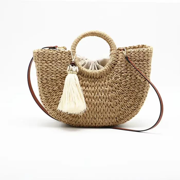 Sacs d'accessoires pour femmes, nouvelle mode printemps/été 2020, sac de Shopping tissé en papyrus épais à poignée ronde décontractée