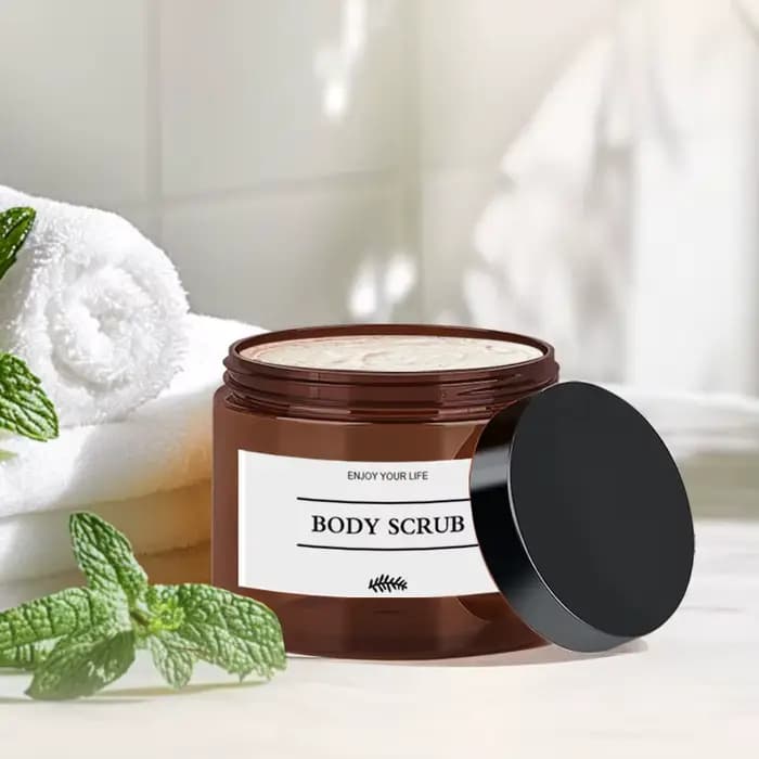 Conteneur de stockage de sel de bain, masque capillaire ambre réutilisable, boîte distributrice de gommage corporel au sel de mer, étui de sel de douche de salle de bains