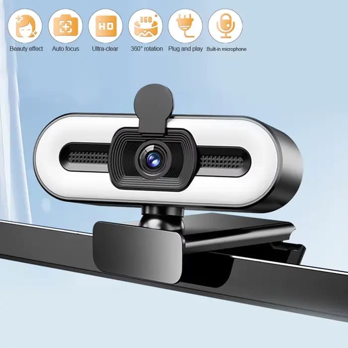 Webcam Full HD 1080P 2K 4K avec Microphone PC portable Webcam à mise au point automatique Streaming en direct diffusion en direct et Webcams lumineuses flexibles