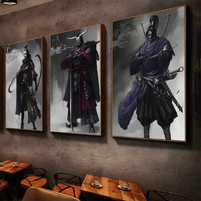 Affiche sur toile de samouraï du Japon, art mural pour la maison, impressions douanières, décoration de chambre à coucher, salon, peintures murales, boutique, décoration de bar