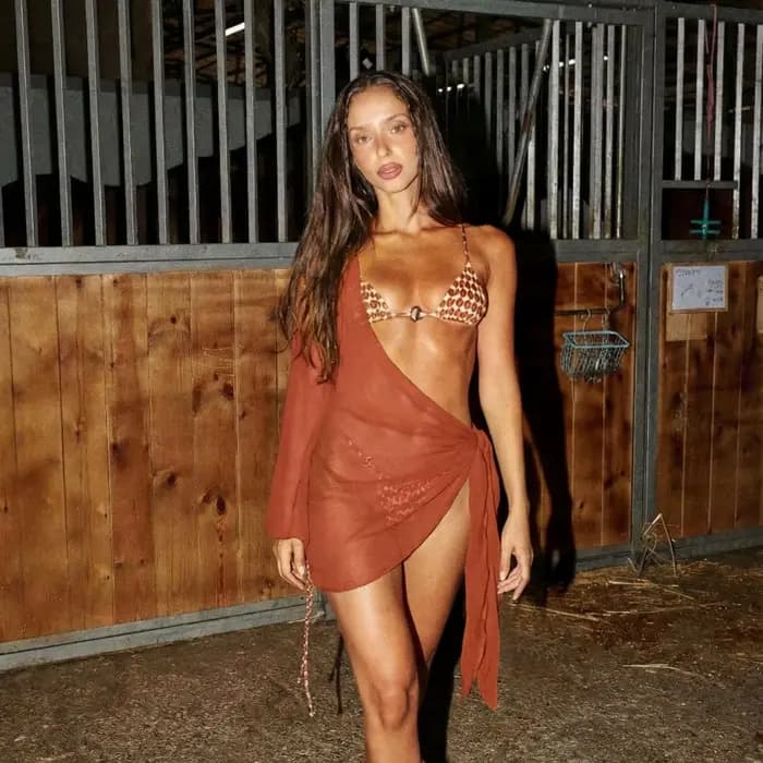 Maillot de bain brésilien avec jupe imprimée pour femme