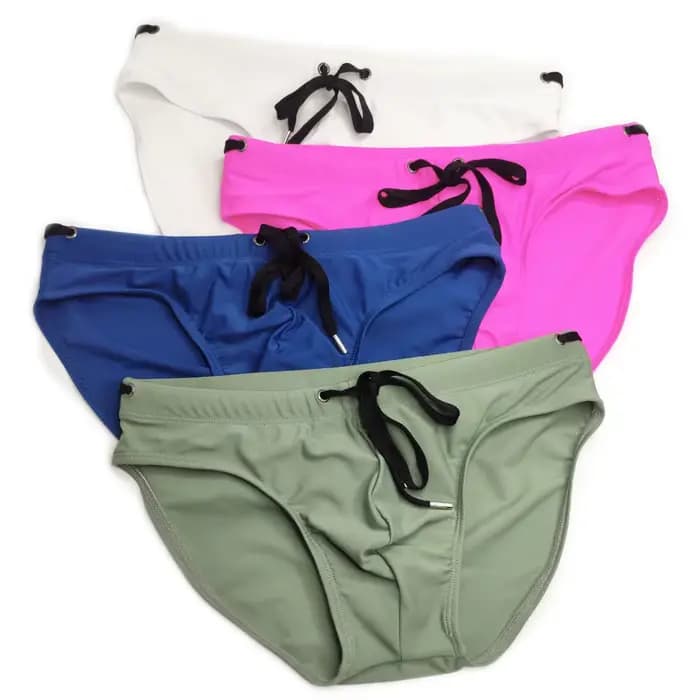 Slip de bain pour hommes, taille basse, couleur unie, maillot de bain de plage, culotte de bain, string, short de Surf, Push Up