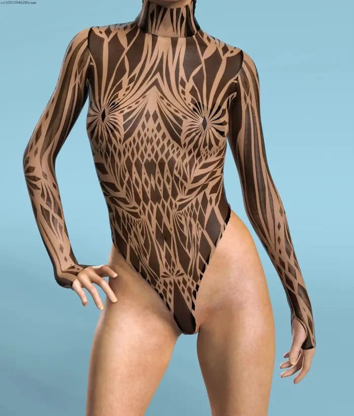 OA Maillot de bain une pièce sexy pour femme, style punk, à manches longues, pour la plage, les vacances, les fêtes et les déguisements cosplay