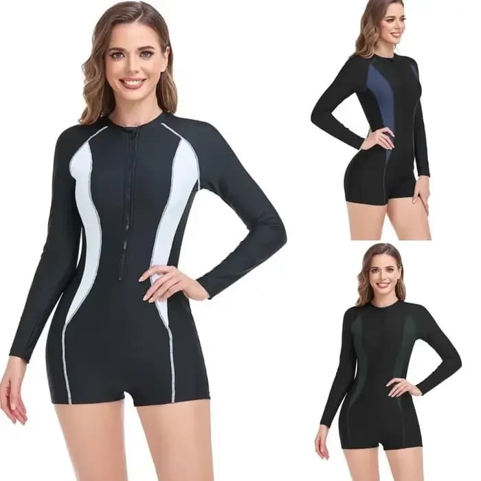 Maillot de bain une pièce slim à manches longues pour femme
