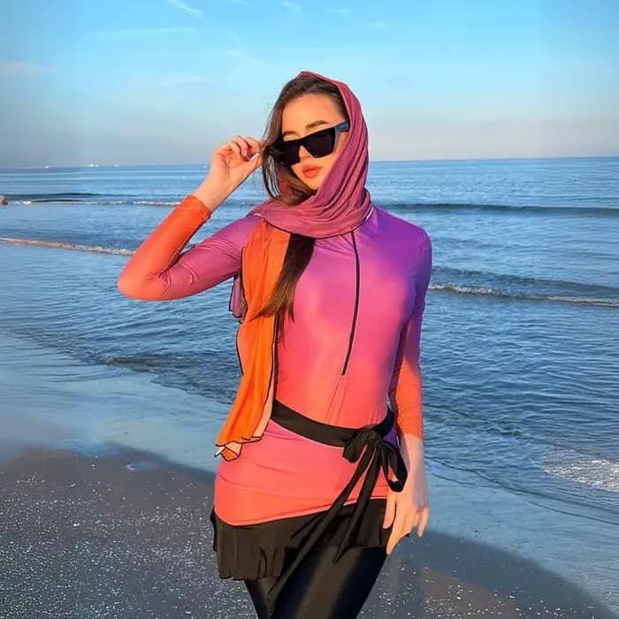 Burkini imprimé violet nickel é