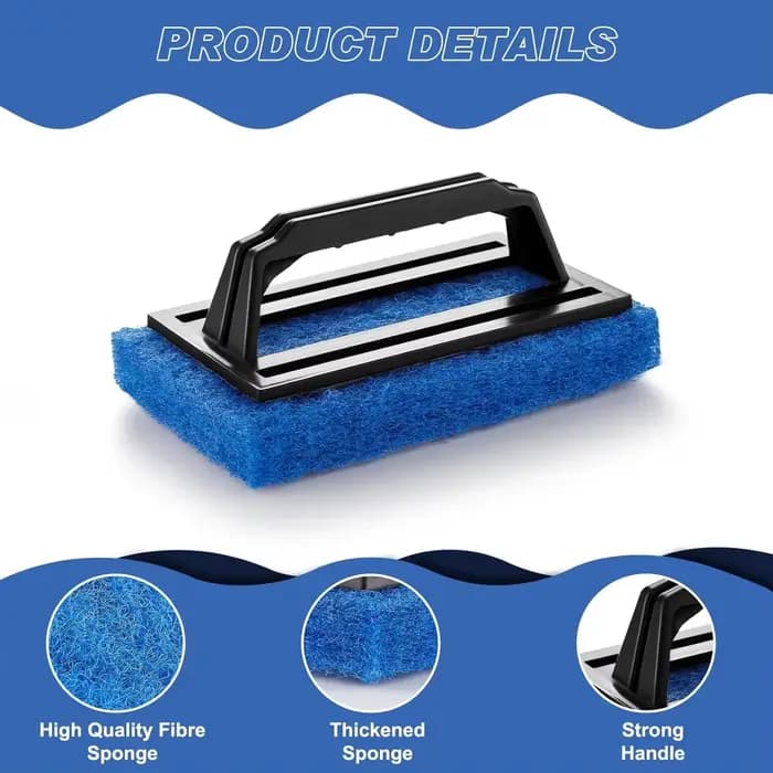 Brosse éponge de nettoyage pour jacuzzi et piscine, accessoire de nettoyage de lignes avec poignée, outil de salle de bain épaissi pour le nettoyage