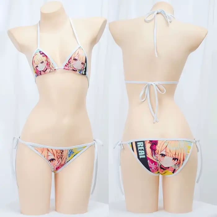 Mignon Bikini 2025 femmes Anime fille imprimer maillot de bain Sexy fendu