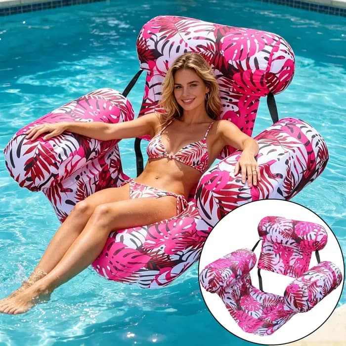 Fauteuil Flottant Gonflable pour Jardin et Piscine – Accessoire de Natation Extérieur pour Adultes, Idéal pour Piscines Hors Sol