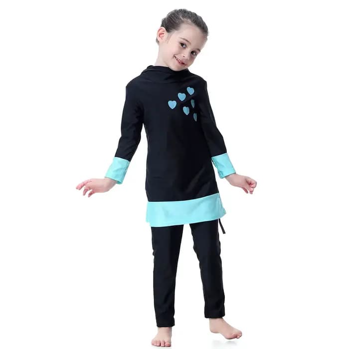 Maillot de bain islamique pour filles musulmanes, joli hijab, vêtements de plage pour enfants, vêtements de natation marocains, vêtements de bain trempés