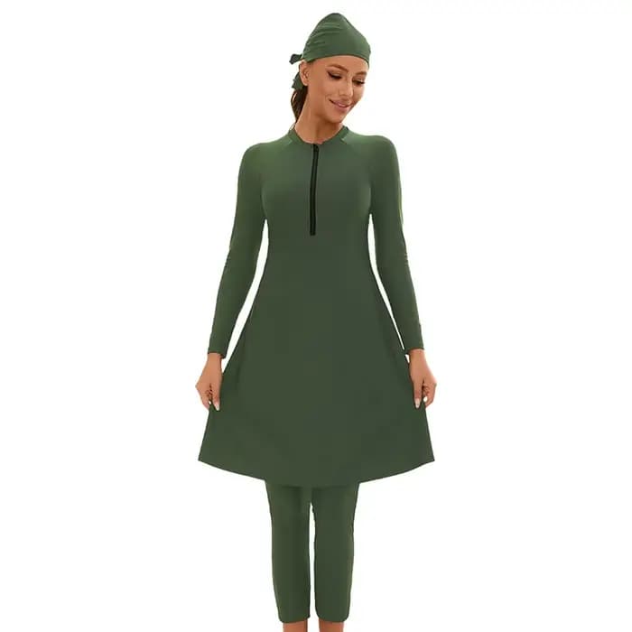 Maillots de bain entièrement coupés 3 pièces maillot de bain Burkini entièrement couvert avec bonnet de bain maillots de bain unis