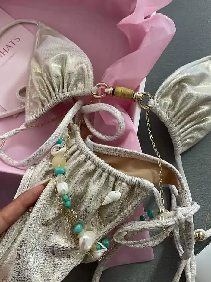 Nouveau Maillot de Bain Femme 2026 avec Perles