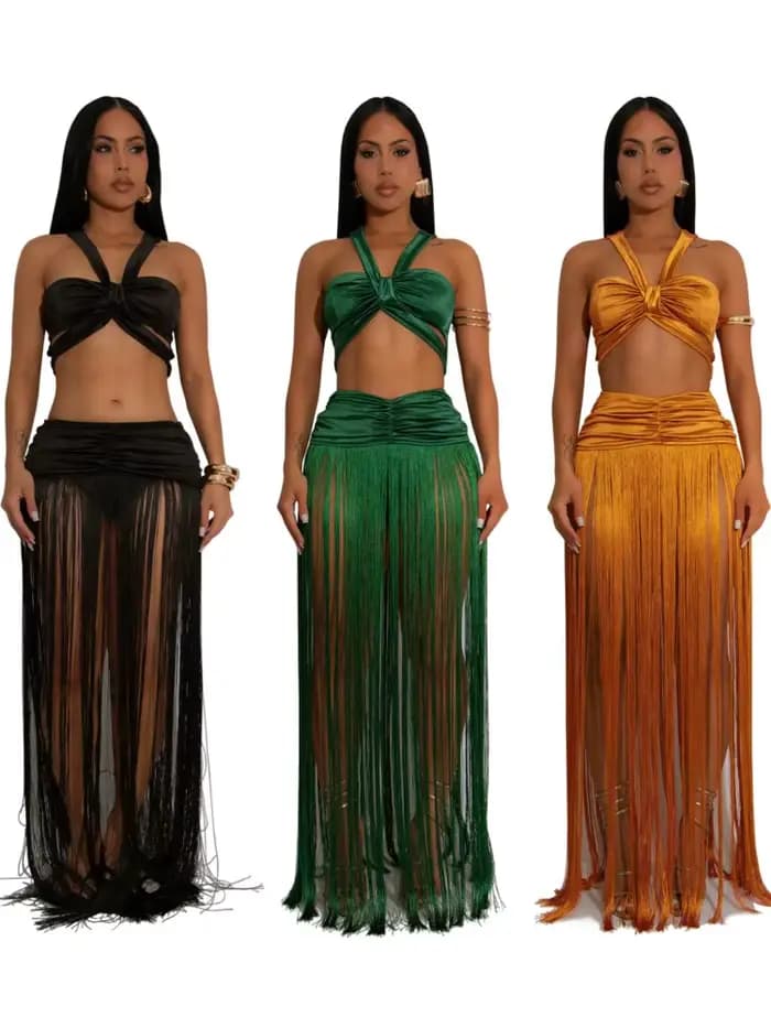 Maillot de bain jupe Cover-up 2 pièces ensemble femmes haut court