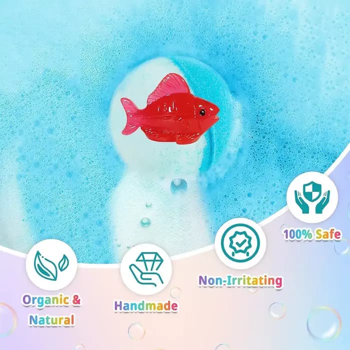Sels de bain bio pour enfants avec 12 jouets océaniques surprise, bombes de bain moussantes sûres, cadeau amusant et éducatif pour l'heure du bain des garçons et des filles