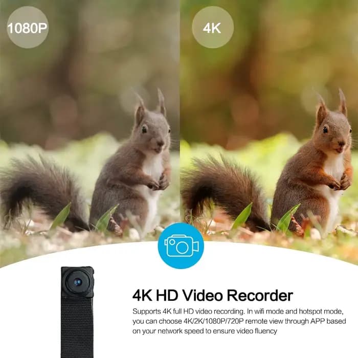 Mini caméra portable sans fil, détection de mouvement, révélateur de mouvement, diffusion en direct, télécommande, P2P, Wi-Fi, HD, 4K, 1080P
